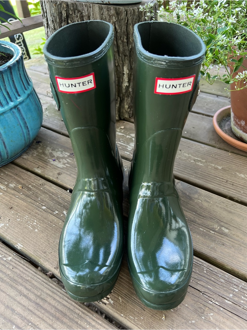 Hunter Glossy Short Rain Boots in Forest Green - Picture 3 of 6